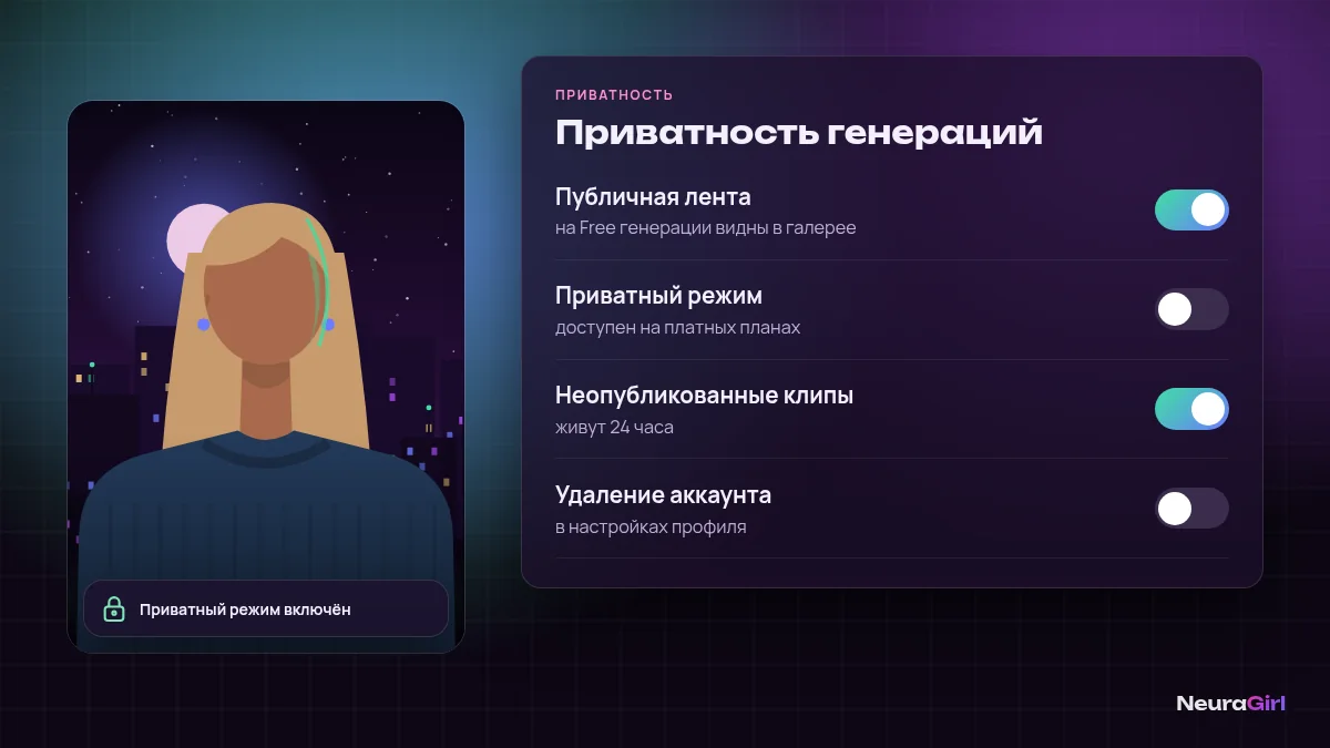 Настройки приватности: приватный режим и публичная лента